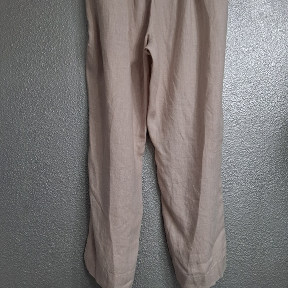 Symple NYC Beige 100% Linen Cropped Pants - Picture 7 of 10